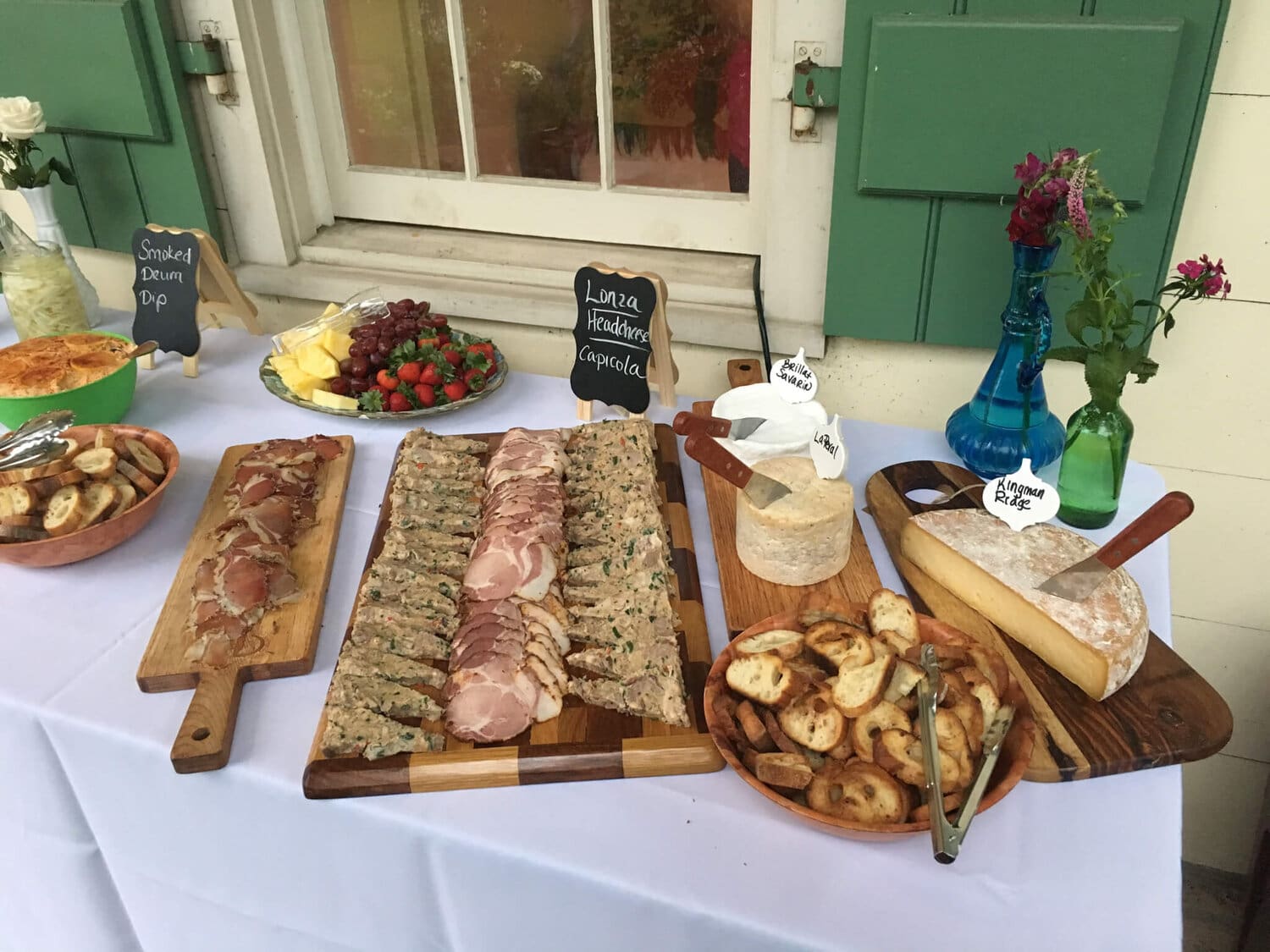 Charcuterie items on table ready to serve