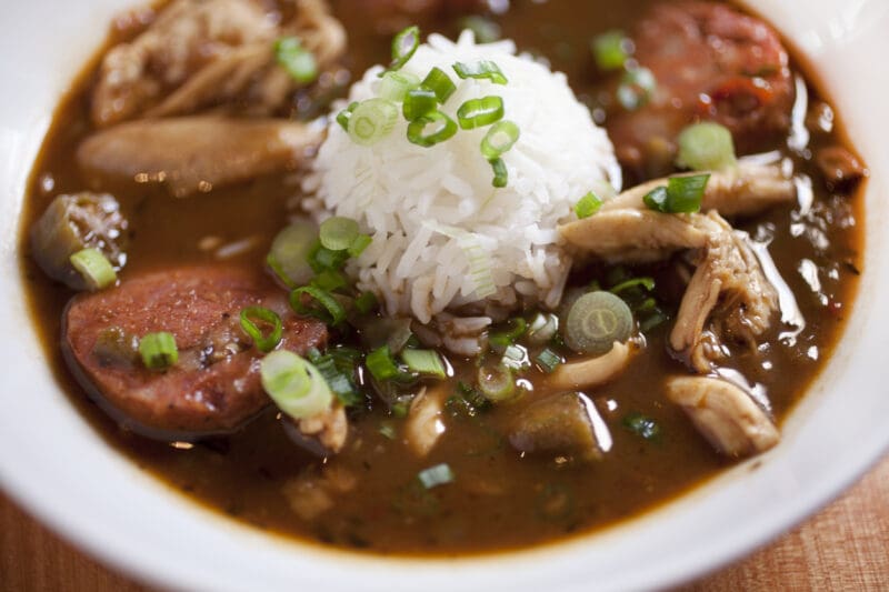 A bowl of New Orleans chicken and sausage gumbo