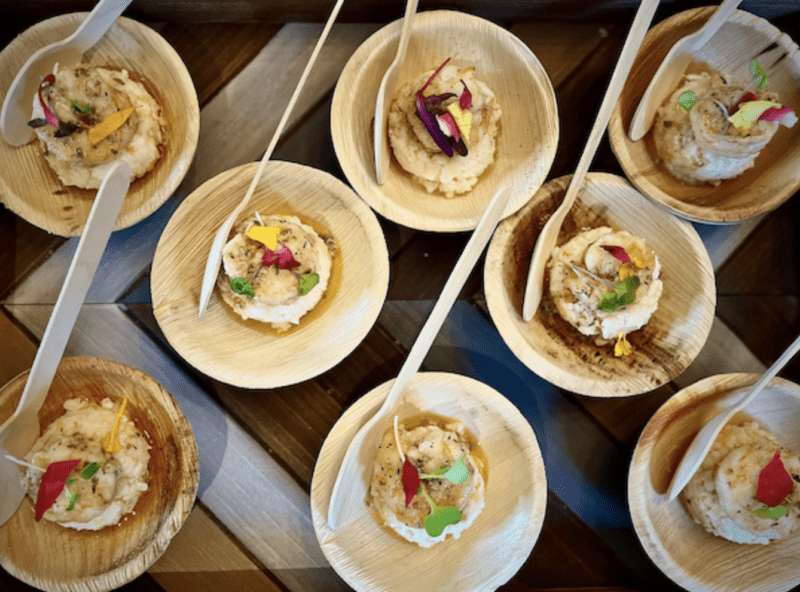 Plated appetizers as part of networking event food ideas